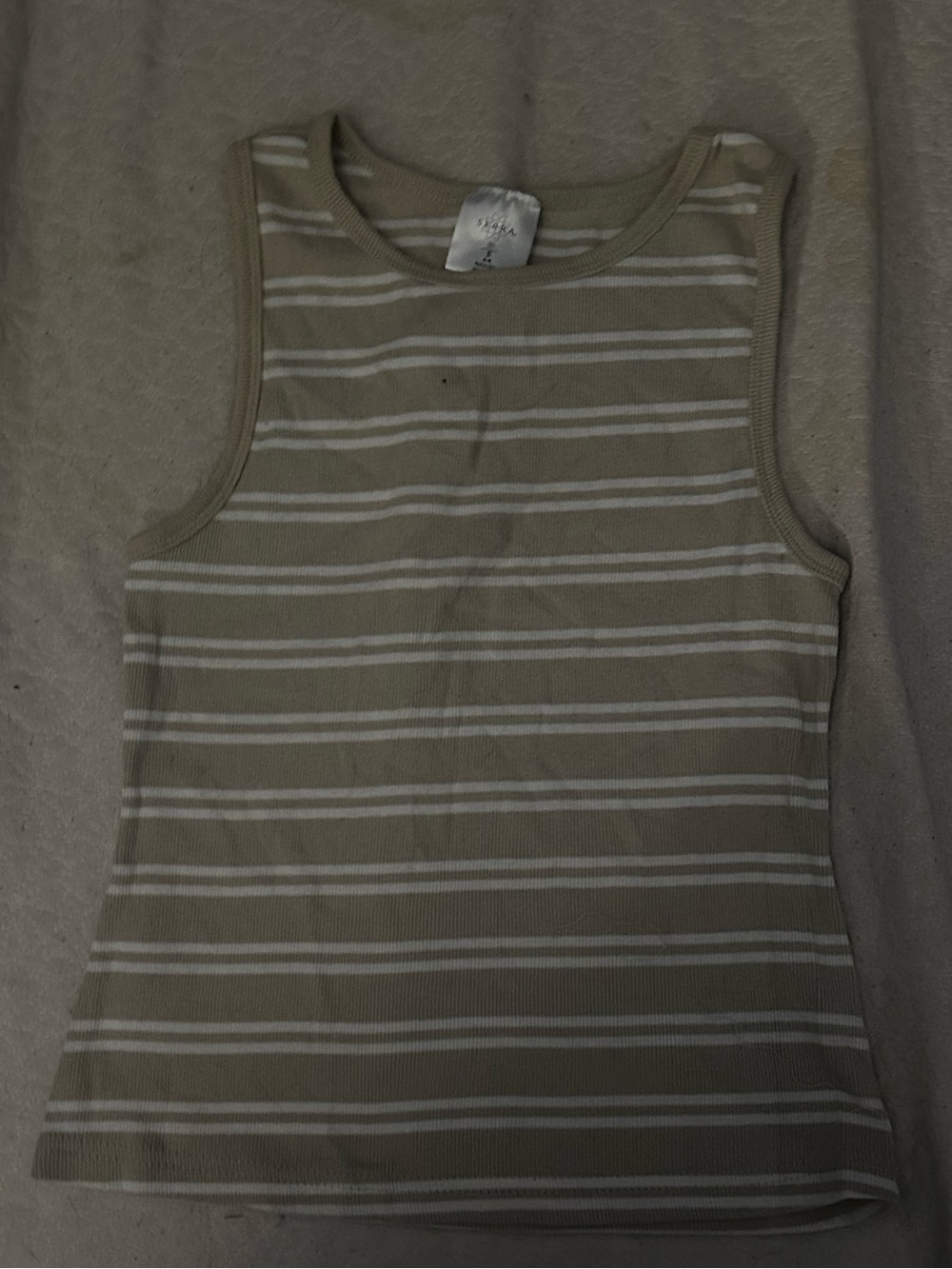 Tan Striped Classic Tank Top